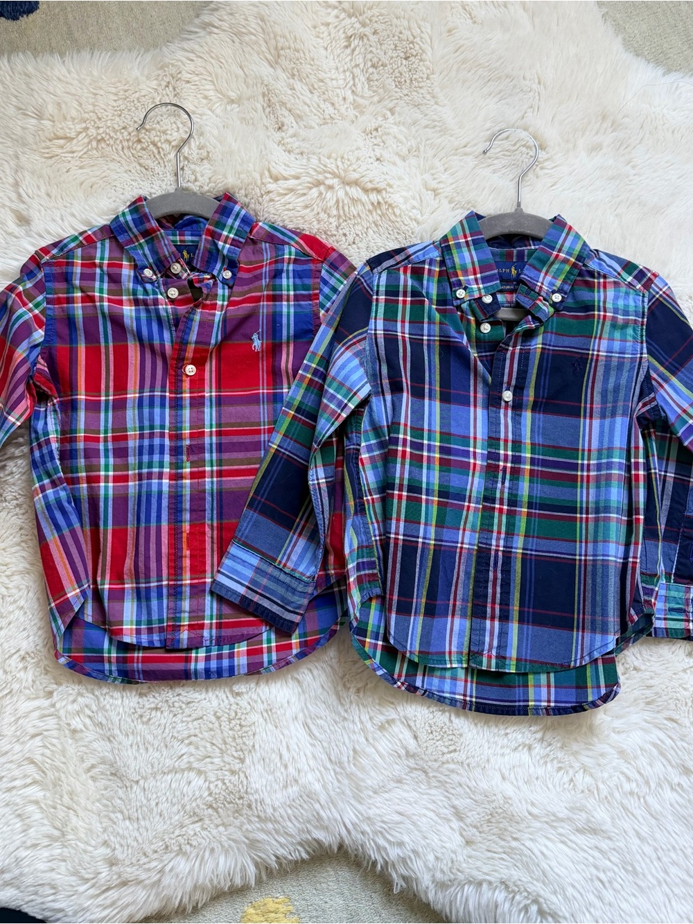 Bundle of 2 Ralph Lauren Kids Plaid Button-Down Shirts - Red & Navy